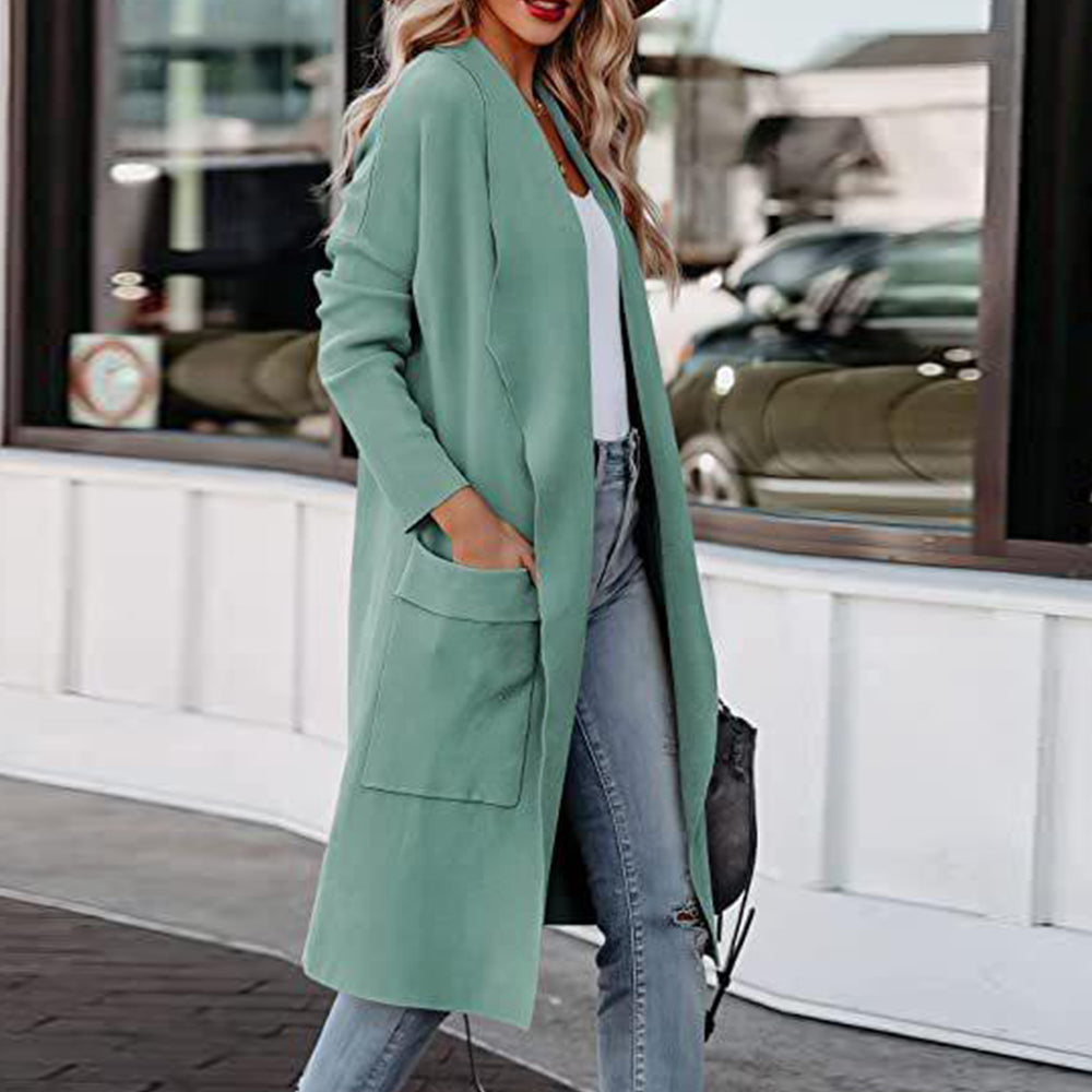 Casual long high-end women's woolen coat