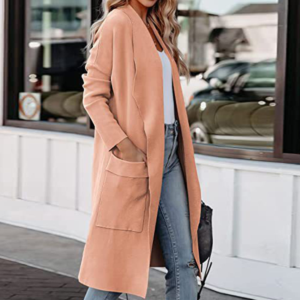 Casual long high-end women's woolen coat